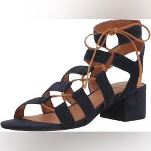 Frye Chrissy side lace up sandals blue suede Leather women size 5.5‎ dressy sexy